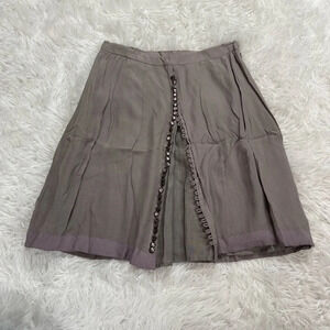 Anthropologie Odille 100% Silk Dusty Purple Full Front Buttoned Skirt Size 2